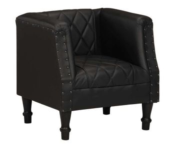 Vidaxl sillón de cuero de cabra auténtico negro