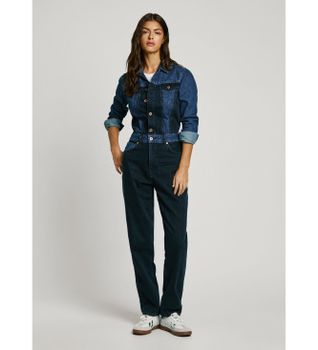 Pepe Jeans para mujer. PL230508 Mono Valerie azul (XS), Casual, Algodón, Manga larga, Sostenible