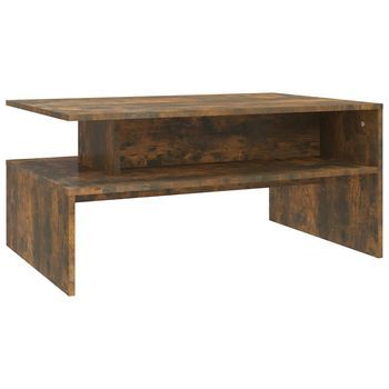 Mesa De Centro Madera De Ingeniería Roble Ahumado 90x60x42,5 Cm Vidaxl