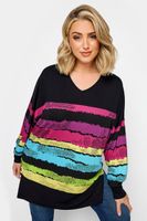 yours top negro de pico con rayas difuminadas mujer curvy y tallas grandes yours