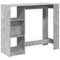 mesa bar con estante madera gris hormigon 124x46x1035 cm