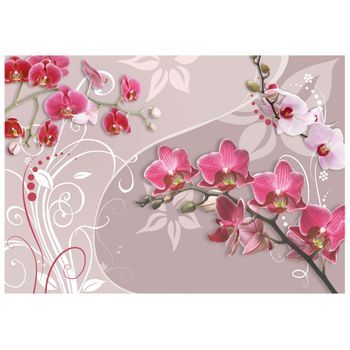 Papel Pintado 3d - Vuelo De Orquídeas Rosadas (300x210 Cm)