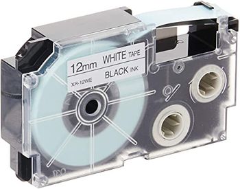 Casio XR-12WE1 cinta para impresora de etiquetas Negro sobre blanco