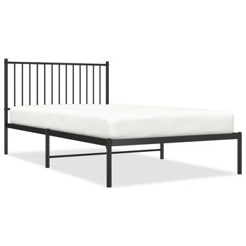 Cama Individual | Cama Para Adultos | Estructura Cama Sin Colchón Con Cabecero Metal Negro 107x203 Cm