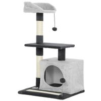 pawhut arbol rascador para gatos 85 cm con plataformas cueva postes rascadores tapete de sisal bolas gris claro y negro