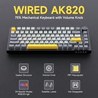 teclado mecanico con cable ajazz ak820 con control de perilla cnc 81 teclas montaje gasket intercambiable en caliente retroiluminado para pcmac