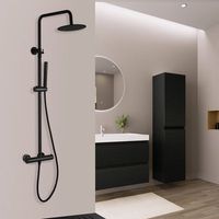 columna de ducha con grifo termostatica negro ducha de lluvia negro acero inoxidable con ducha de techo y ducha de mano - lomazoo pandora