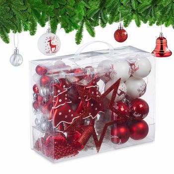 Bolas Para Árbol De Navidad En Un Juego De 103 Piezas - White/red/silver - 14x32x24.5cm