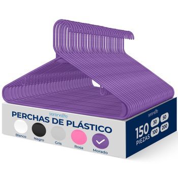 Pack 150 Ganchos De Plástico Premium Antideslizantes, Ahorradores De Espacio, Duraderos Para Camisas, Suéteres, Abrigos, Pantalones Y Vestidos – Serenelife, Sl-hook150, Violeta