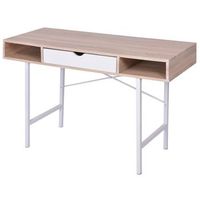 escritorio con un cajon de roble y blanco vidaxl