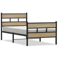 estructura de cama sin colchon metal roble sonoma 75x190 cm vidaxl