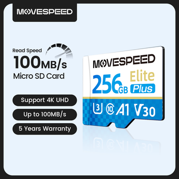 Tarjeta Mini SD MOVESPEED T300 U3, tarjeta de memoria Flash de alta velocidad de 100 MB/s, 256 GB, 128 GB, 64 GB, 32 GB, tarjeta SDXC TF para cámaras y drones