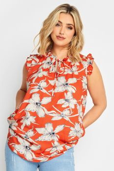 Yours Blusa Naranja De Flores, Mujer Curvy Y Tallas Grandes, Yours