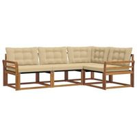 conjunto de sofas de exterior con cojin 4 piezas  mueble de jardin natural y beige