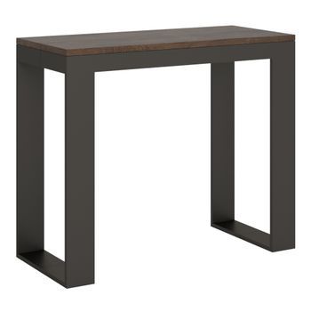 Consola Extensible 90x40/300 Cm Tecno Evolution Nogal Estructura Antracita