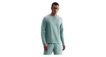 Maillot de manga larga nike miler verde  hombre