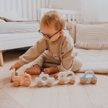 Coche Infantil De Madera, Juegos De Imaginación - Juguete De Madera Para Bebé +12 Meses, Coches, Helicóptero, Barco, Ambulancia, Camión De Bomberos