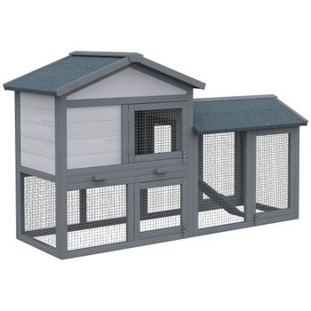PawHut Conejera Madera Exterior para Conejo Cobaya con Bandeja Extraíble Casa para Animal Pequeño 90x45x80 cm   Aosom España