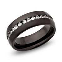 anillo de acero ionizado con circonitas