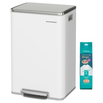Cubo de basura 50 l con cierre suave de acero blanco