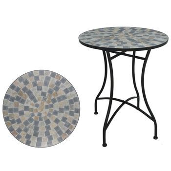 Mesa De Jardín Redonda Mosaico Cerámico Petersbourg Ø60x71cm