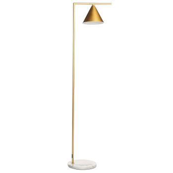 Lámpara De Pie De Metal Dorado Blanco 155 Cm Base Mármol Pantalla Cónica Mocal