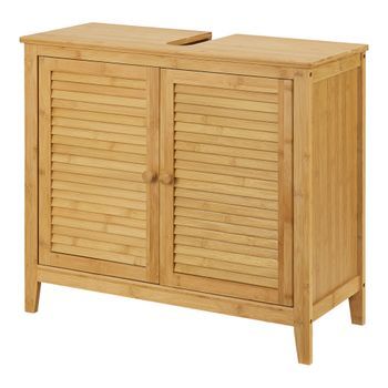 Mueble Bajo Lavabo Värmdö Con 2 Puertas Bambú 60 X 67 X 30 Cm Natural [en.casa]