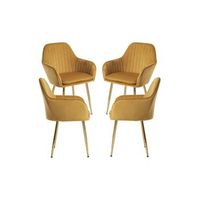pack 4 sillas chic golden de terciopelo 875644 cm - mostaza