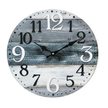 Reloj redondo de madera blanco gris y azul d 33,8 cm