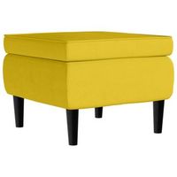taburete asiento reposapies con patas de madera y terciopelo amarillo dec026308