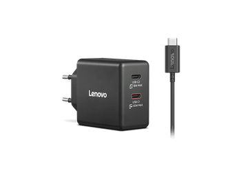 Cargador para portátil - Lenovo Dual USB-C 65W GaN, Universal Portátil, Smartphone, Tablet