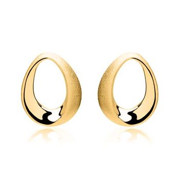 Pendientes ovalados plata dorada