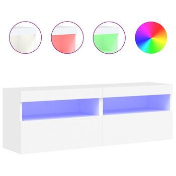 Muebles De Tv De Pared Con Luces Led 2 Uds Blanco 60x30x40 Cm Vidaxl