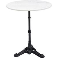 mesa de comedor redonda de marmol blanco y acero para 2 personas d60