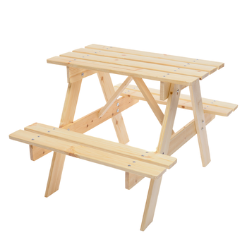 Mesa De Picnic Infantil - 81x60xa50 Cm- Para Exterior O Interior-set Infantil De Mesa Y Bancos De Madera Timbela M012-1