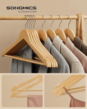 20 perchas antideslizantes de madera maciza de color amarillo y beige