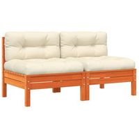 2 uds sofas jardin  sofa de exterior cojines sin reposabrazos madera marron cera