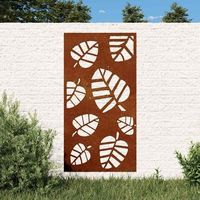 adorno de pared de jardin acero corten diseno de hoja 105x55 cm cfw84906