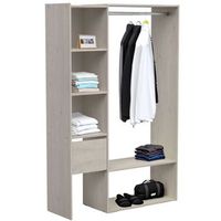 flower vestidor en melamina roble topanga 119x183 cm 1 cajon 1 barra y 5 estantes - mueble de dormitorio