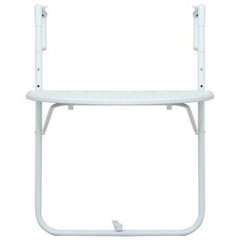 Mesa De Jardín | Mesa Balcón Colgante Plástico Aspecto Ratán Blanco 60x64x83,5cm