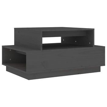 Mesa De Café - Mesa De Centro Madera Maciza De Pino Gris 80x55x40,5 Cm