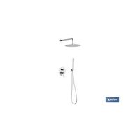 conjunto de ducha empotrada redonda monomando con rociador de 2 funciones color cromo