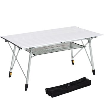 Outsunny Mesa de Picnic Plegable Altura Regulable con Estante de Malla para 4 Personas Estructura de Aluminio con Bolsa de transporte   Aosom España