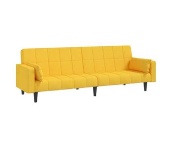 Vidaxl sofá cama de 2 plazas con dos almohadas tela color amarillo