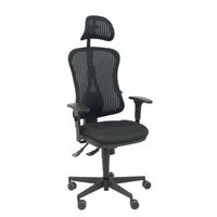 silla de oficina agudo sincro malla negra asiento tela rojo brazos regulables con cabecero