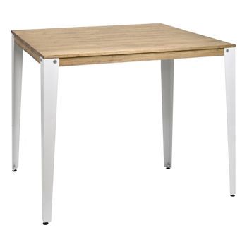 Mesa Lunds Alta 80x140x110cm Blanca En Madera Maciza De Pino Acabado Vintage Estilo Industrial Box Furniture