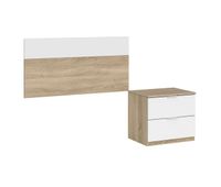 pack de muebles de dormitorio juvenil luca en color blanco y roble canadian formado por armario cabecero y mesita escritorio opcional