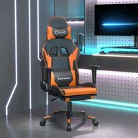 silla gaming  silla de oficina  silla gamer ergonomica con reposapies cuero sintetico negro naranja cfw790266