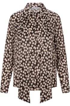 camisa estampada con lazada al cuello dark chocolate polka dot s