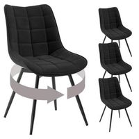 set 4 sillas giratorias de comedor sillas de cocina tela de terciopelo patas de metal - negro - woltu